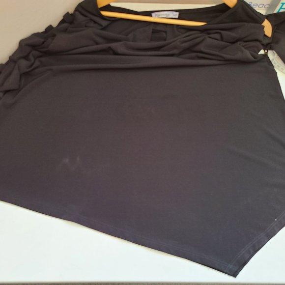 REVOLUTION (NEW) Black Asymmetrical Tunic w/Cutout Sleeves - Picture 6 of 8